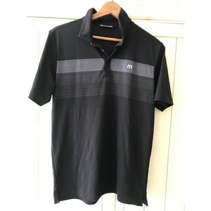 Travis Mathew Coastal Chest Stripe Polo Black Size Large Golf Shirt